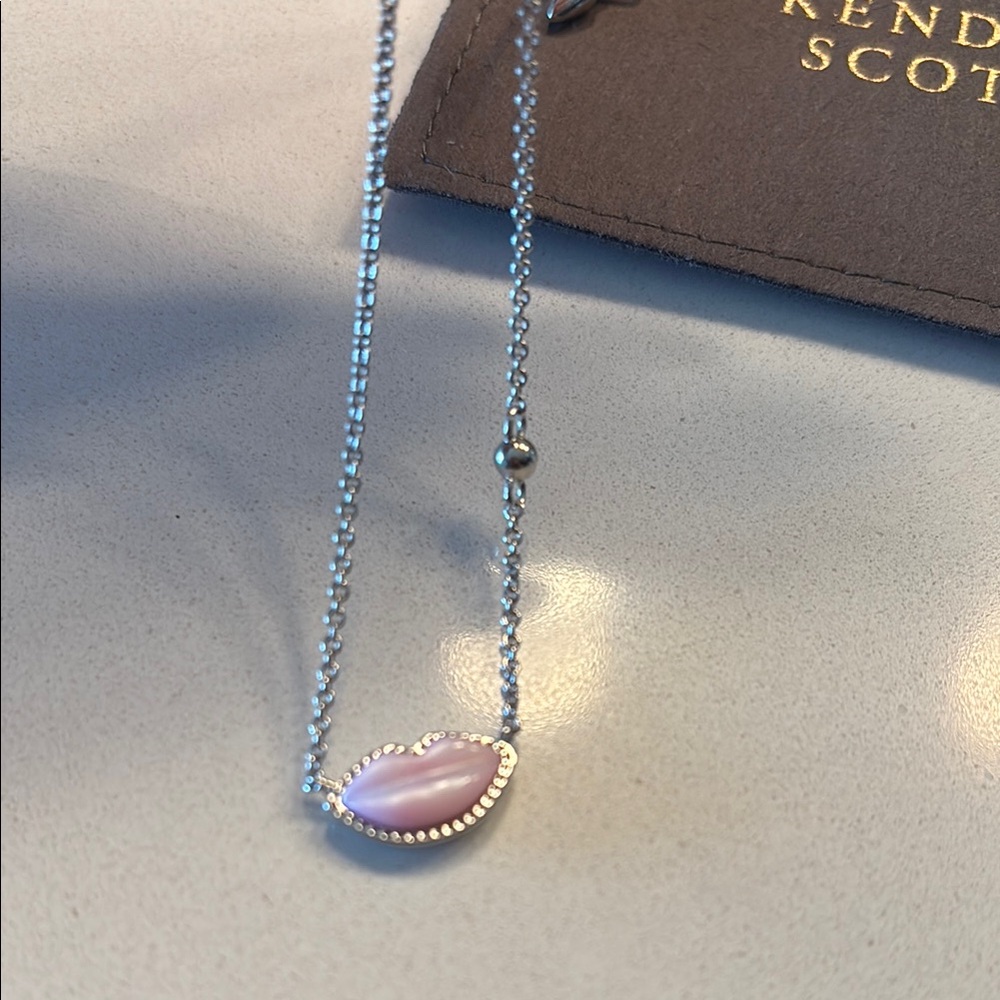 Kendra Scott Silver Pink Quartz Necklace - Picture 2 of 3